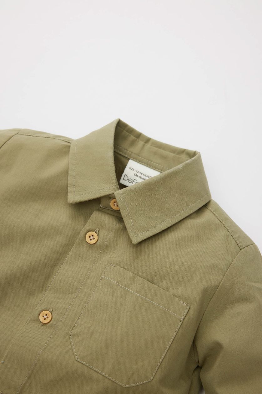 BÉBÉ GARÇON Kaki Clair Ensemble Chemise à manches longues et pantalon en twill pour bébé garçon