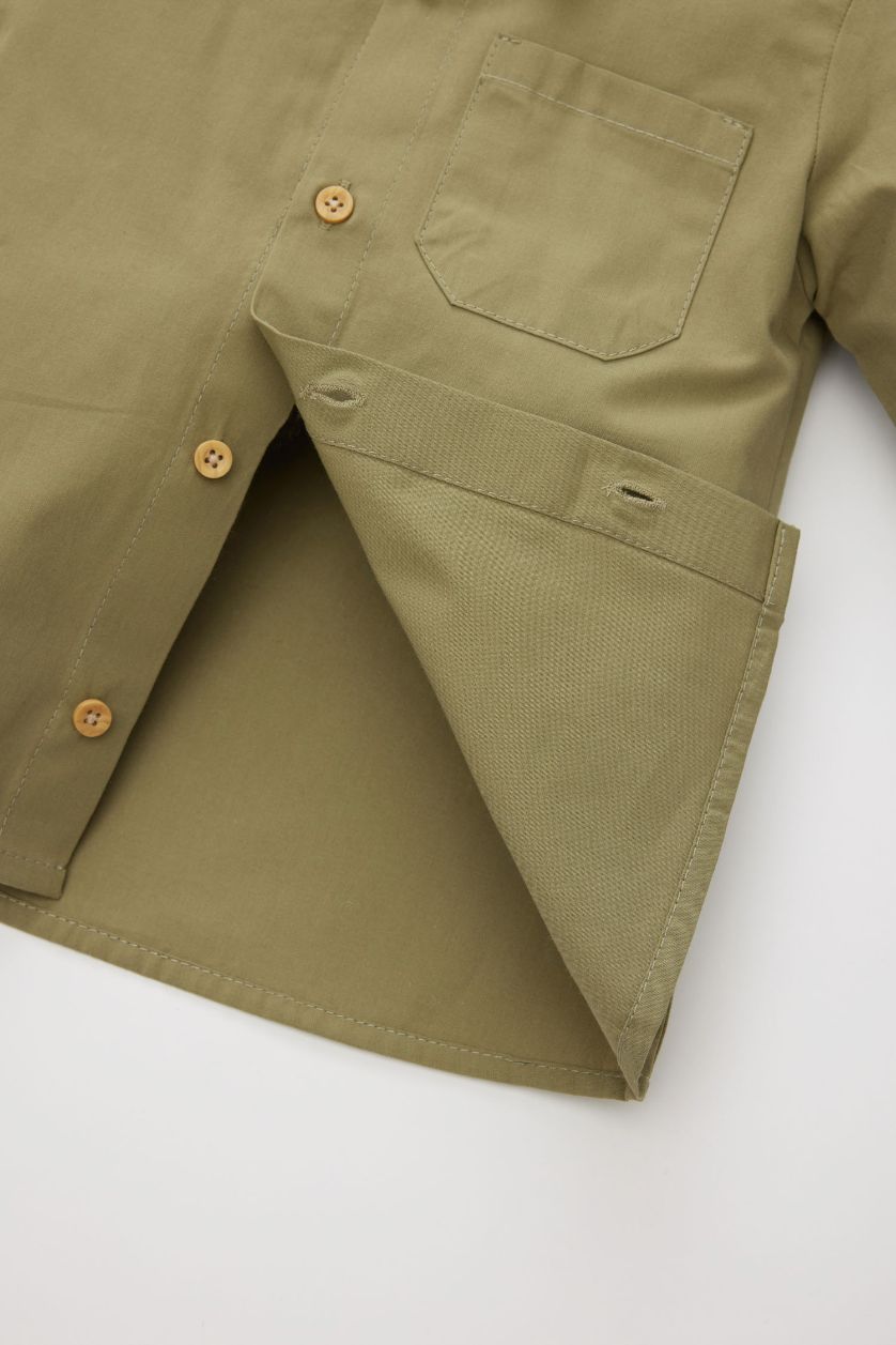 BÉBÉ GARÇON Kaki Clair Ensemble Chemise à manches longues et pantalon en twill pour bébé garçon