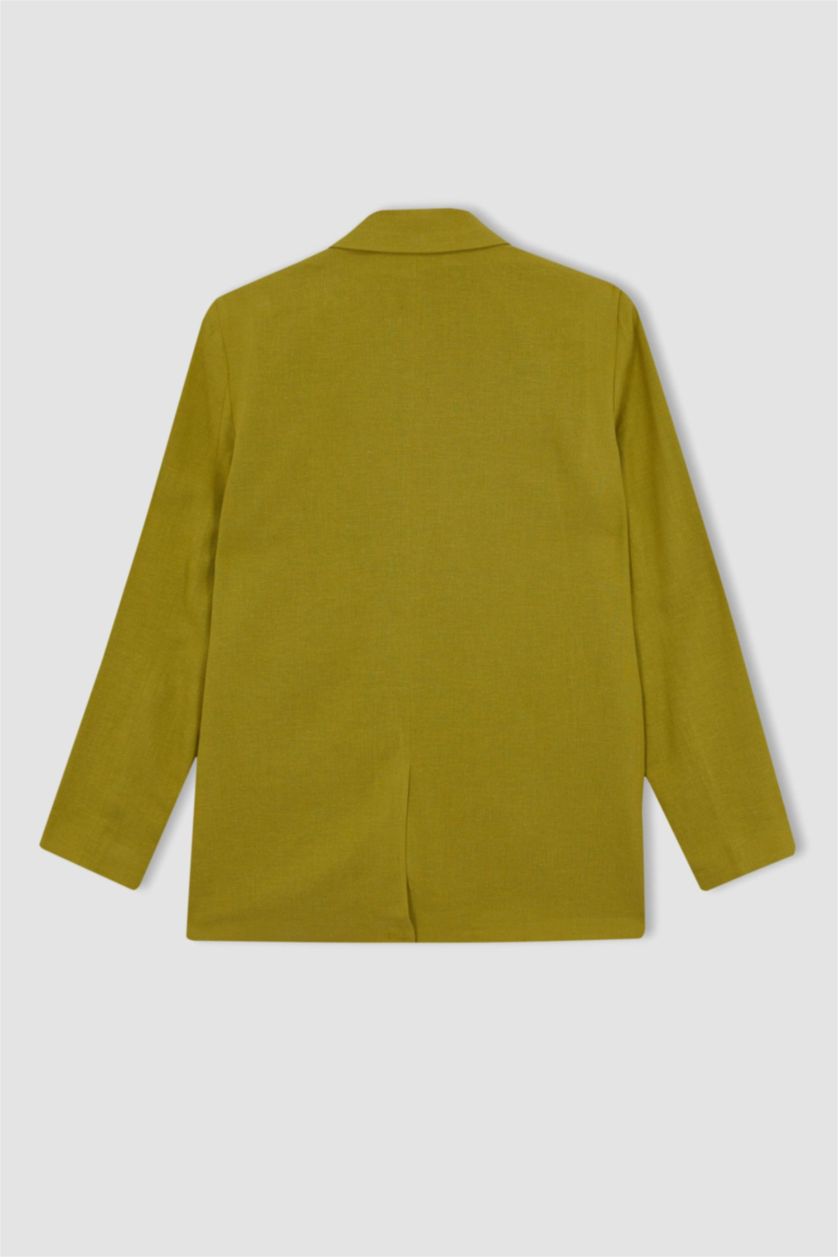 Haki Kadın Oversıze Keten Karışımlı Blazer Ceket 2786065 | DeFacto