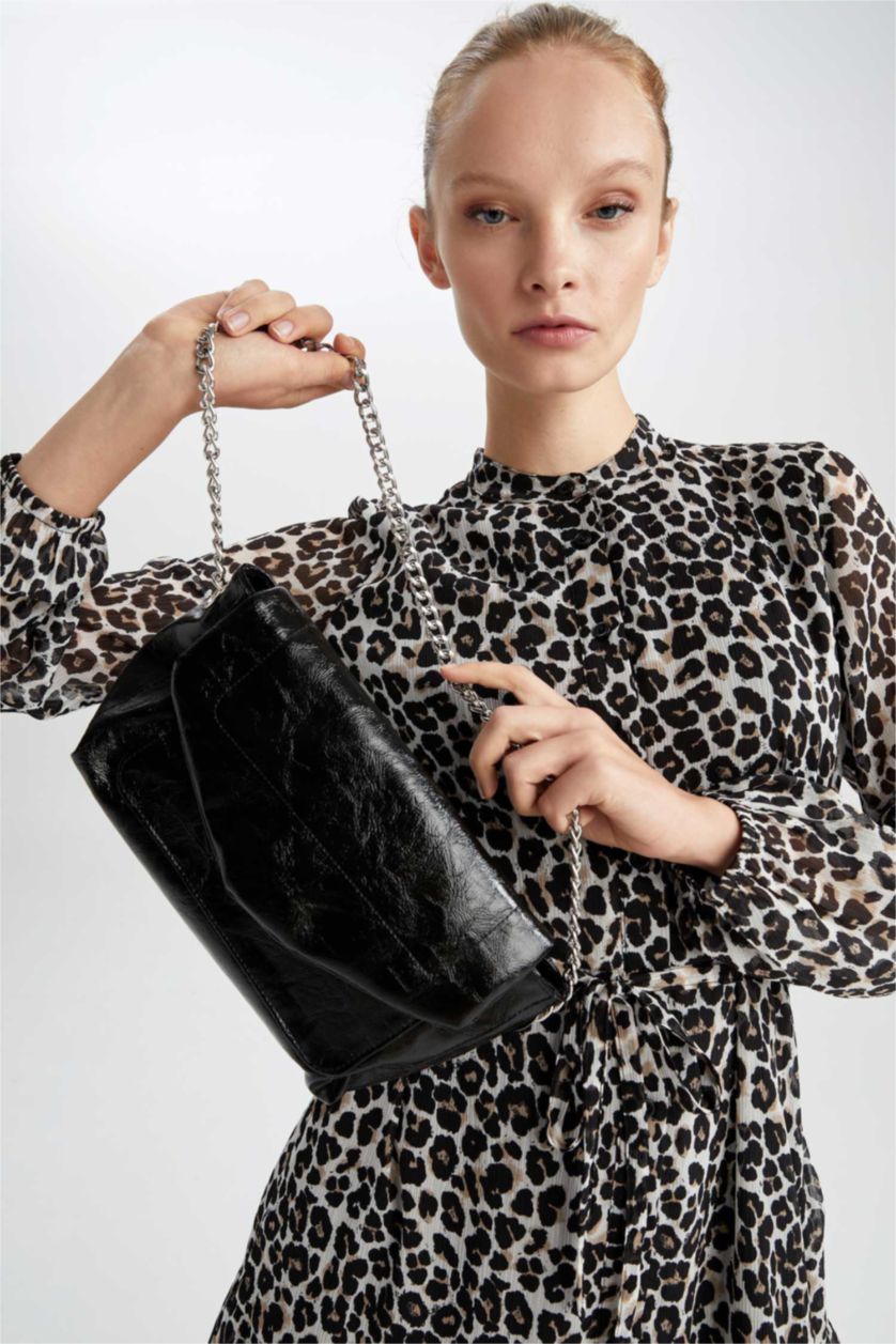 WOMAN Black Faux Leather Hand Bag