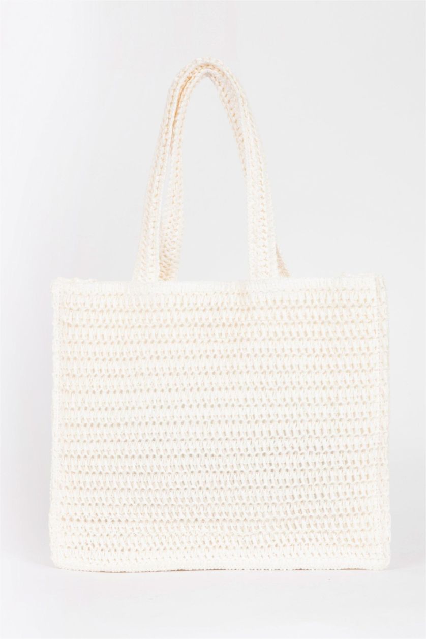 Kadın Beyaz Kadın Hasır Omuz Çantası