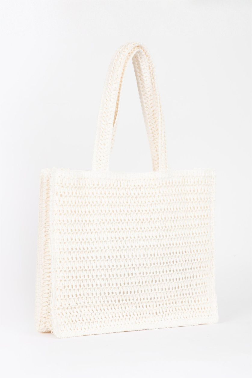 Kadın Beyaz Kadın Hasır Omuz Çantası