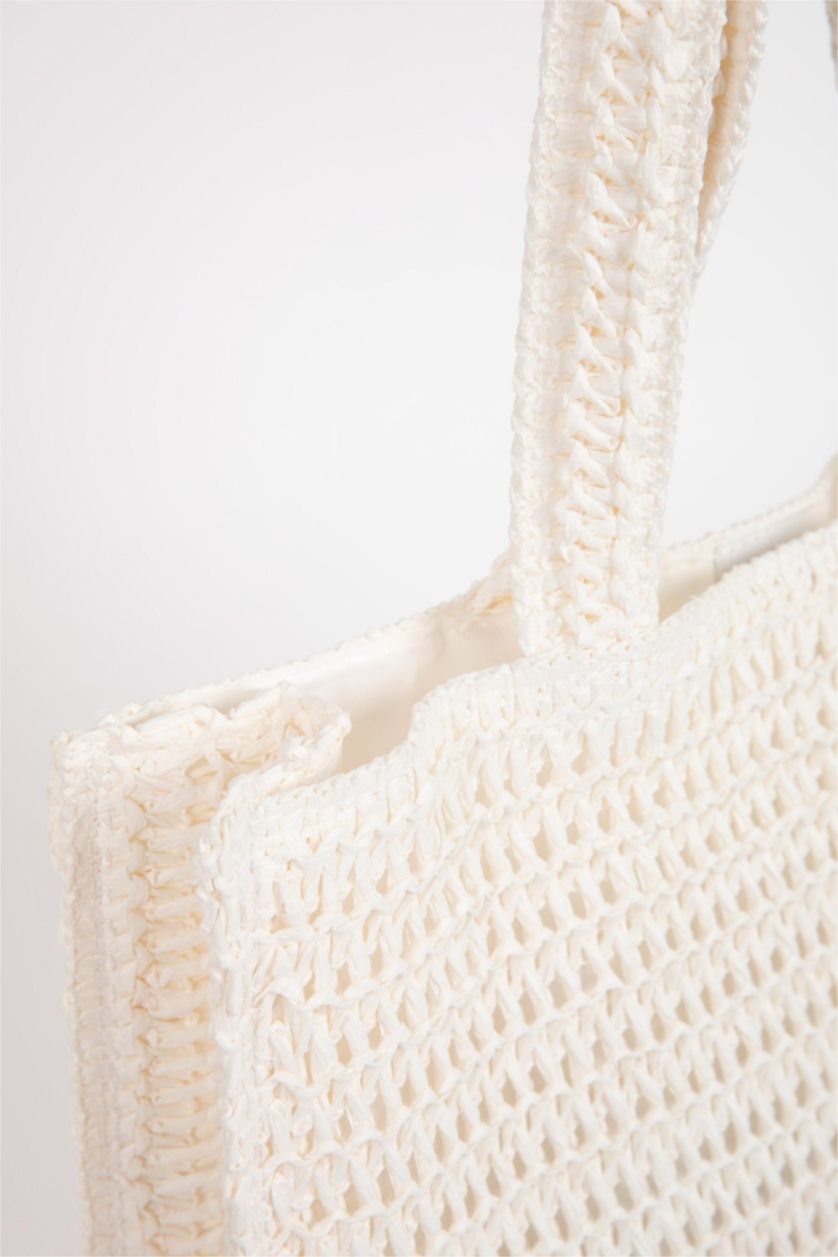 Kadın Beyaz Kadın Hasır Omuz Çantası