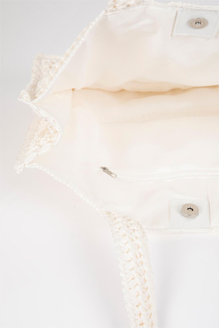 Kadın Beyaz Kadın Hasır Omuz Çantası