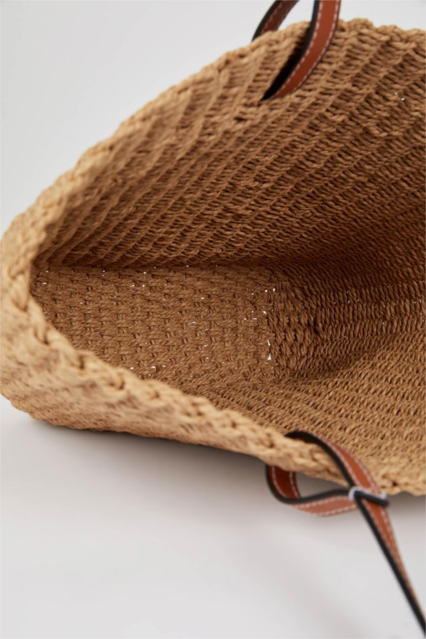 Kadın Açık Kum Hasır Omuz Çantası