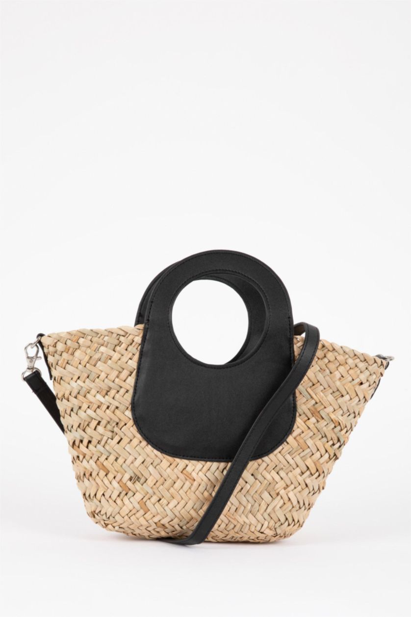WOMAN Black Women Straw Shoulder Bag