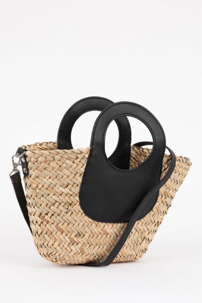WOMAN Black Women Straw Shoulder Bag