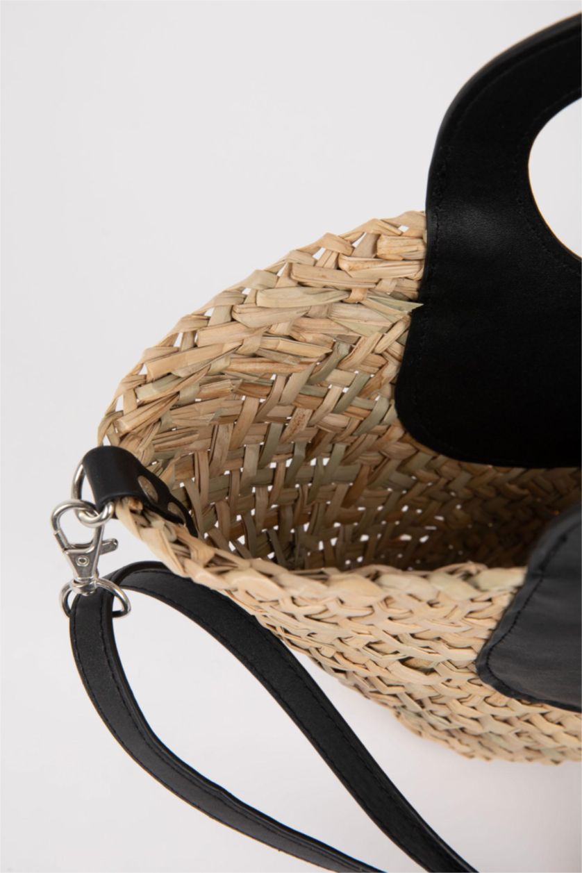 WOMAN Black Women Straw Shoulder Bag