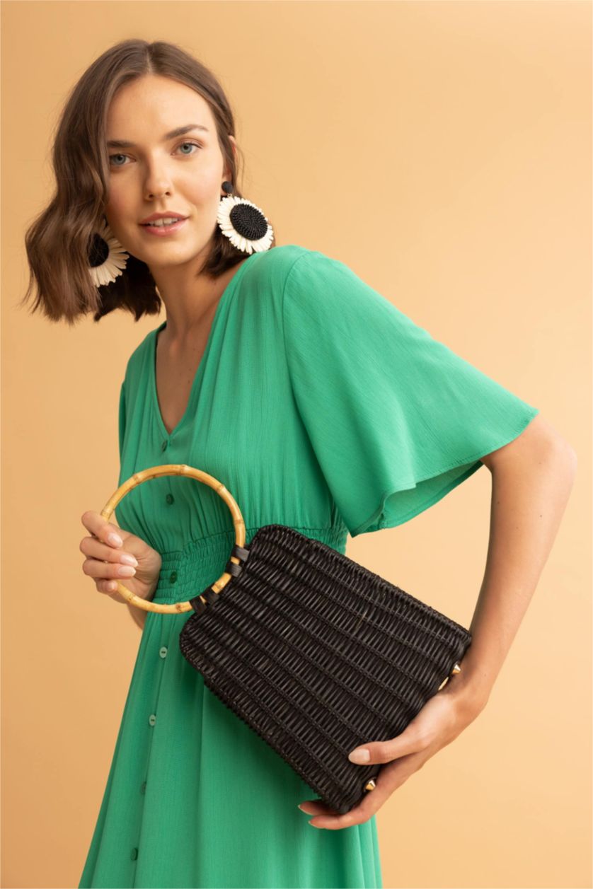 FEMME Noir Sac à main en paille pour femme