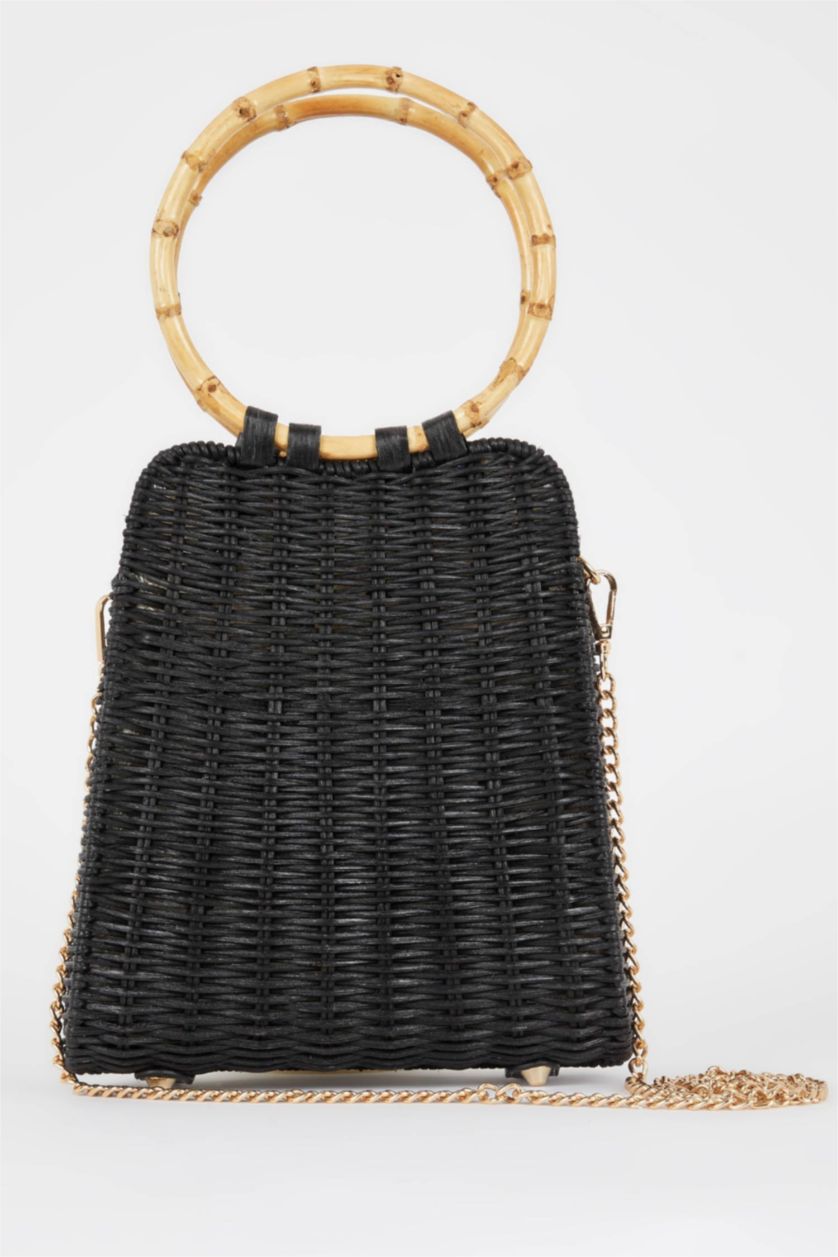 FEMME Noir Sac à main en paille pour femme
