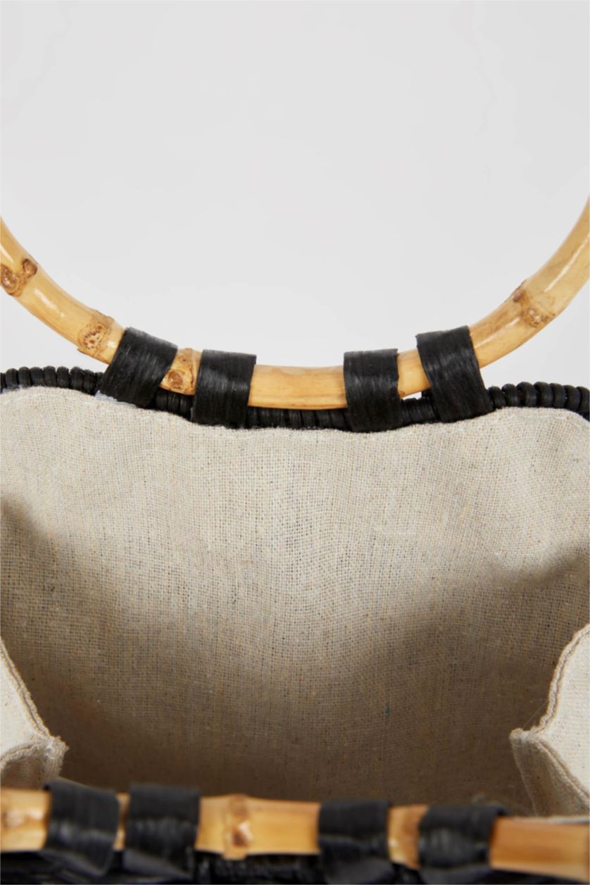 FEMME Noir Sac à main en paille pour femme