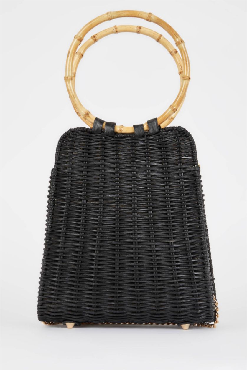 FEMME Noir Sac à main en paille pour femme