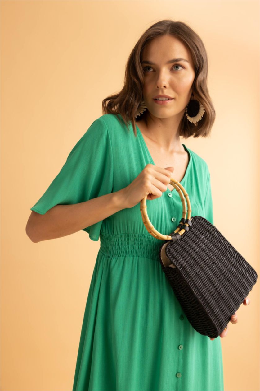 FEMME Noir Sac à main en paille pour femme