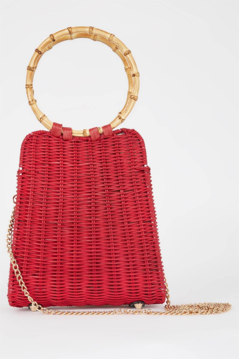 Kadın Kırmızı Hasır El Çantası