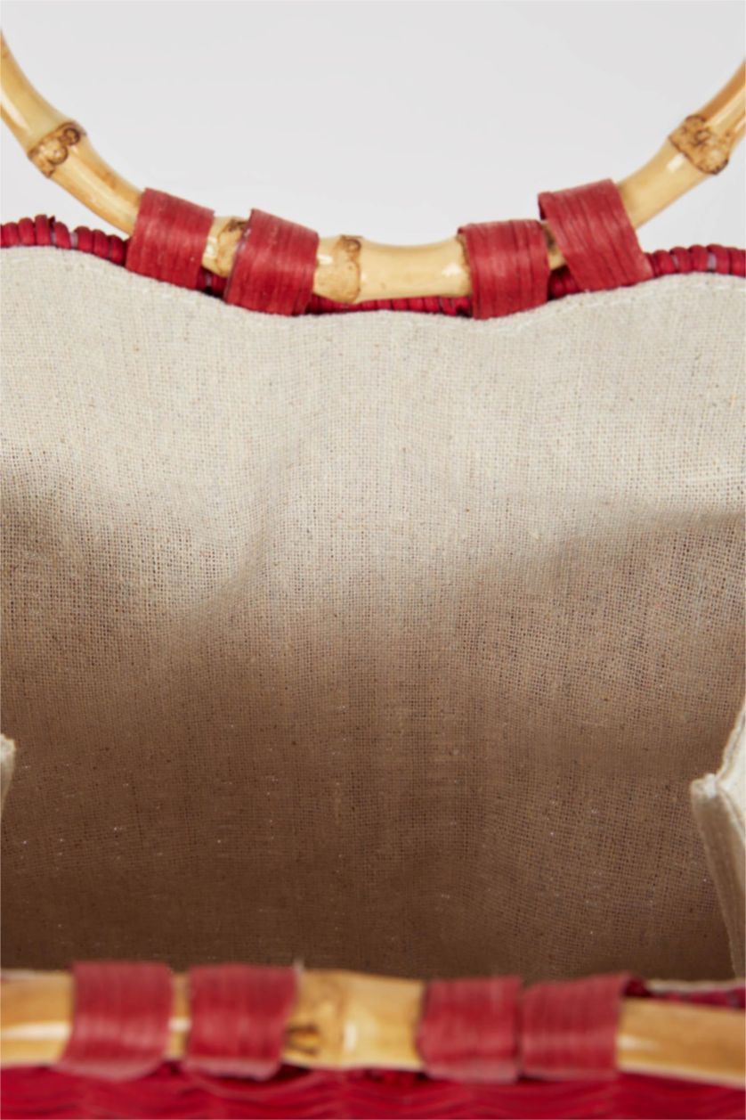 Kadın Kırmızı Hasır El Çantası