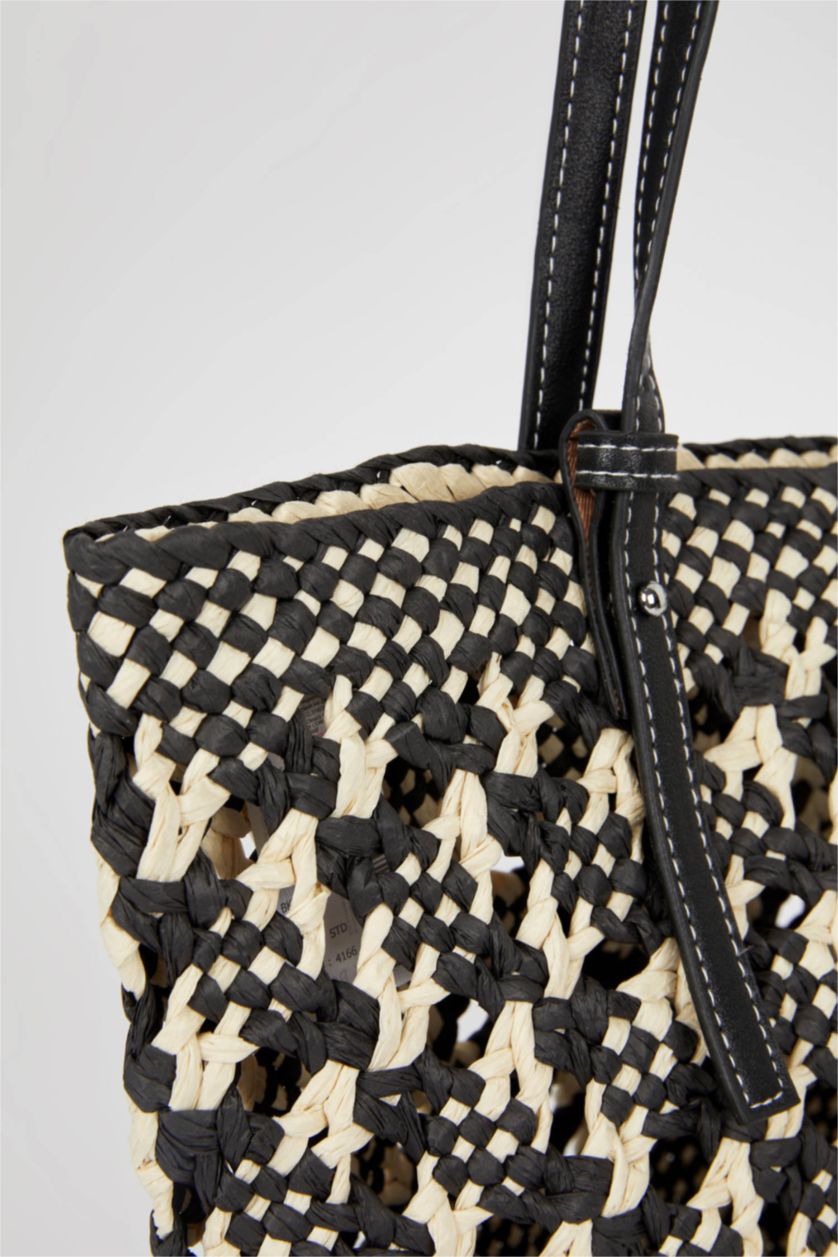 Kadın Siyah Kadın Hasır El Çantası