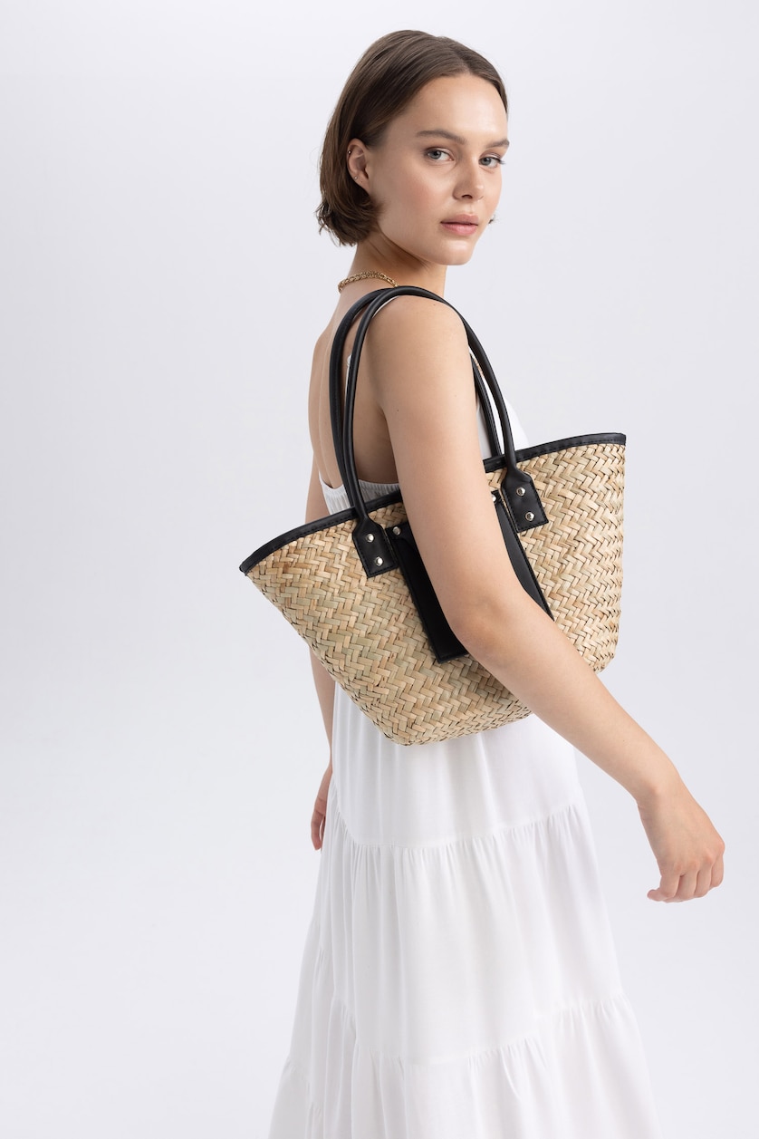 FEMME Noir Sac d'épaule Osier