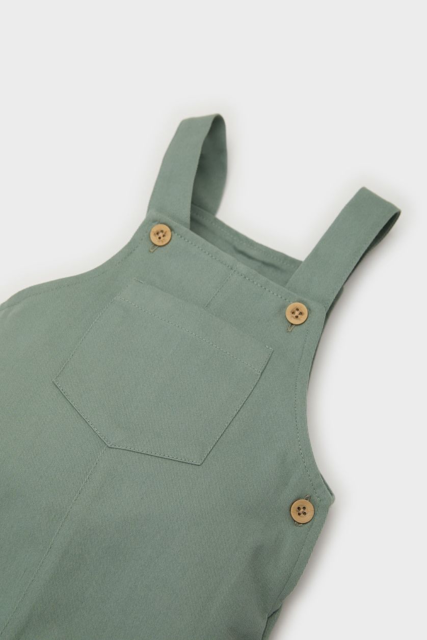 طفل صغير بيج فاتح طقم بيبي اولادي تيشيرت وسالوبيت بطبعة شعار - قطعتين