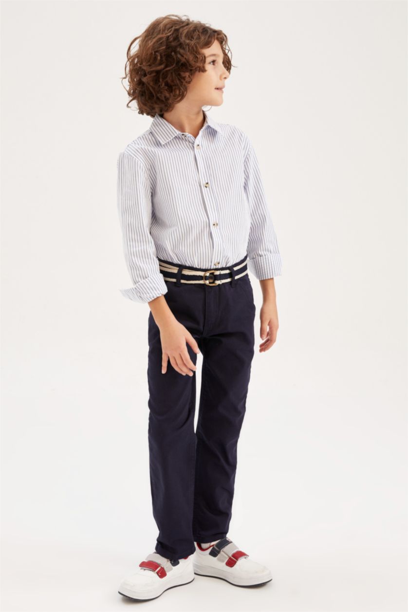 GARÇONS BLEU Clair Chemises à manches longues Popeline Col Polo Garçon