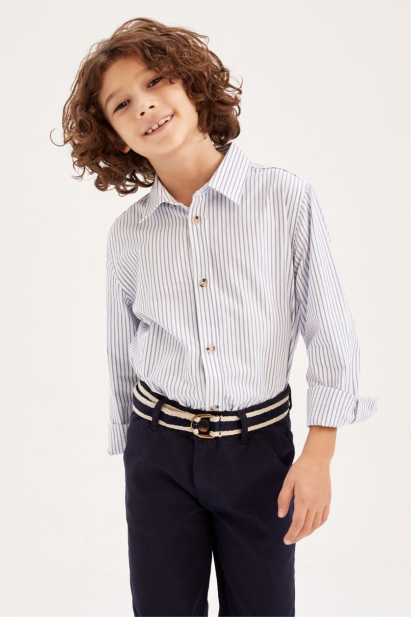 GARÇONS BLEU Clair Chemises à manches longues Popeline Col Polo Garçon
