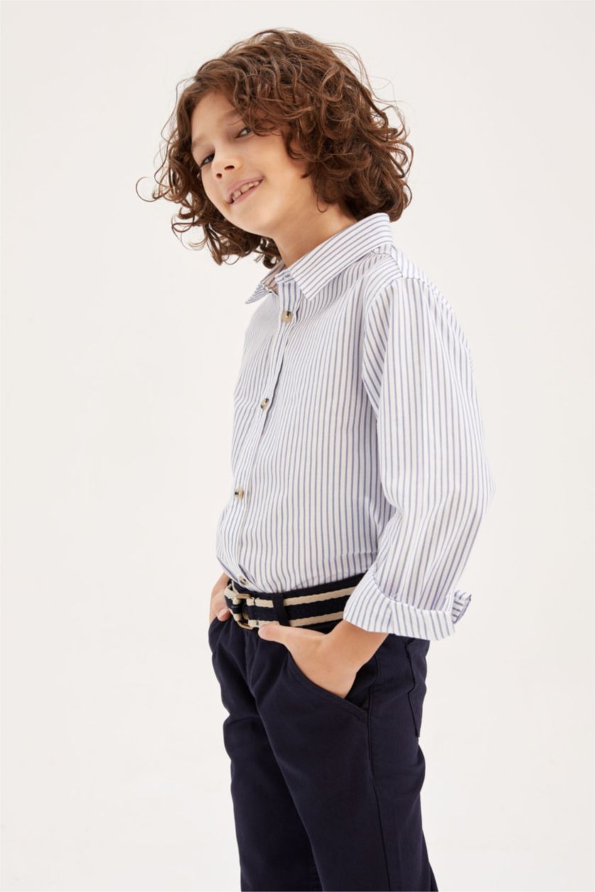 GARÇONS BLEU Clair Chemises à manches longues Popeline Col Polo Garçon