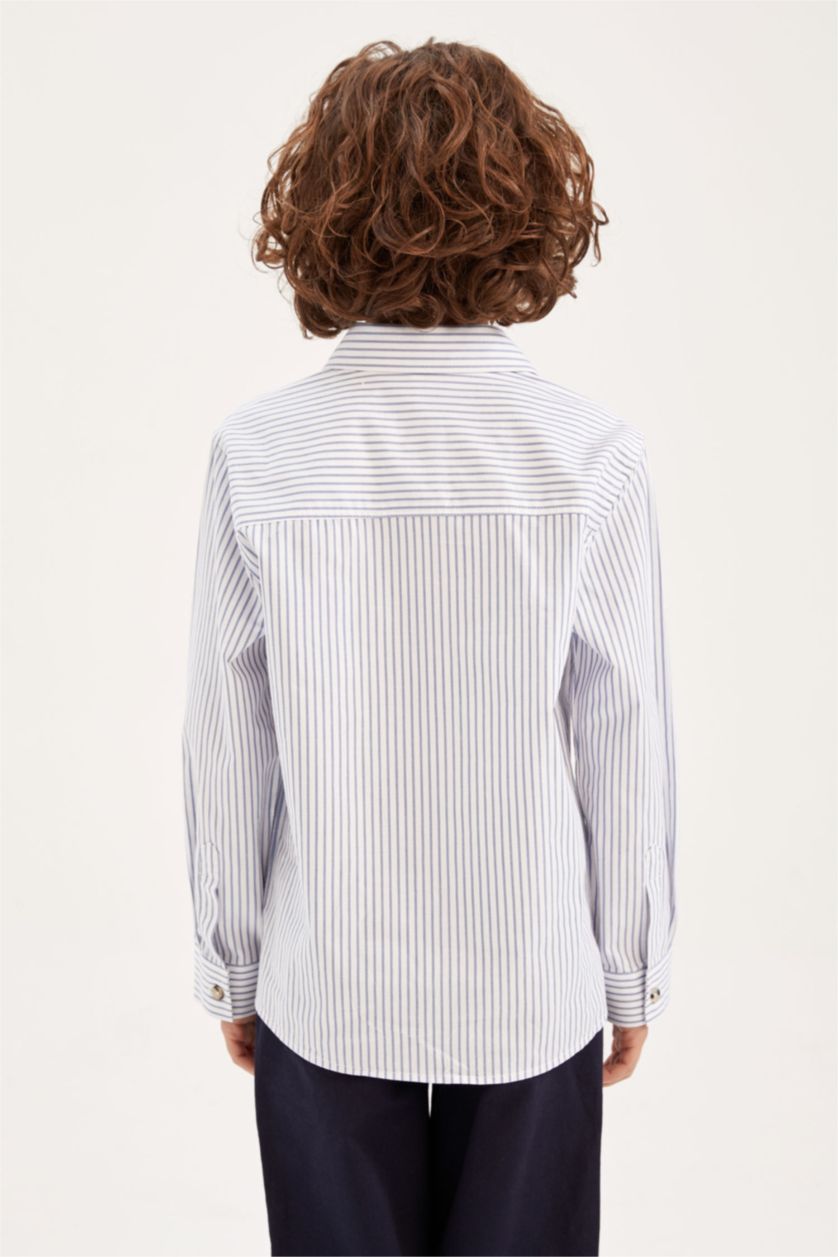 GARÇONS BLEU Clair Chemises à manches longues Popeline Col Polo Garçon