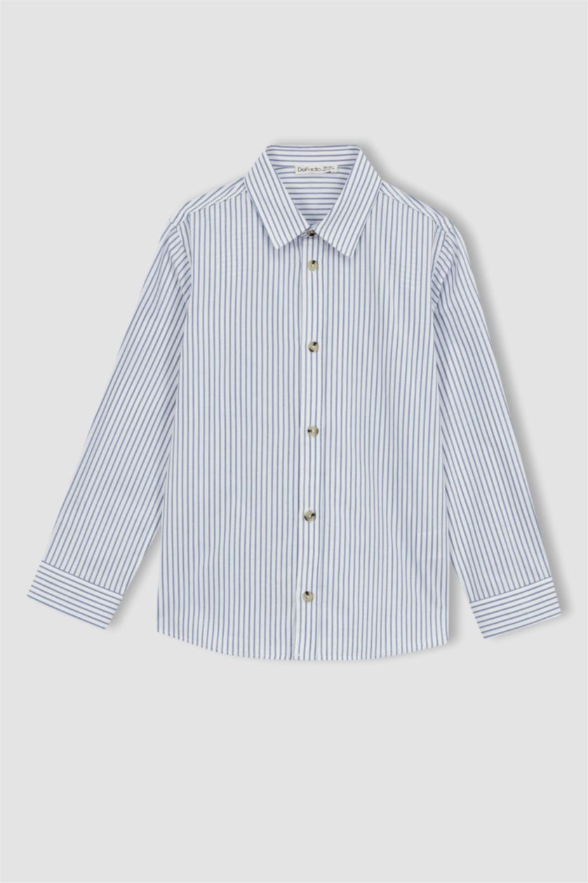 GARÇONS BLEU Clair Chemises à manches longues Popeline Col Polo Garçon