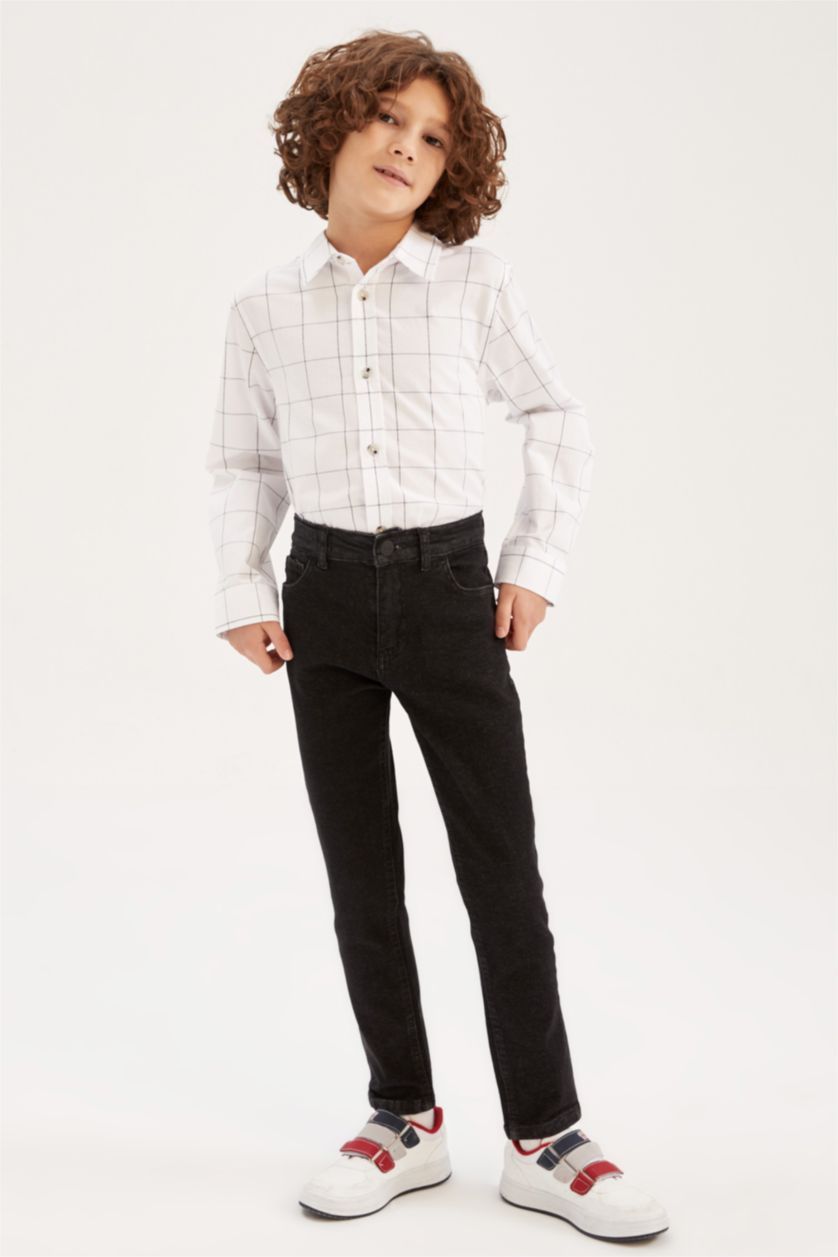 BOYS & TEENS White Boy Regular Fit Poplin Long Sleeve Shirt