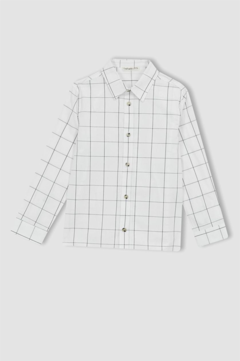 BOYS & TEENS White Boy Regular Fit Poplin Long Sleeve Shirt