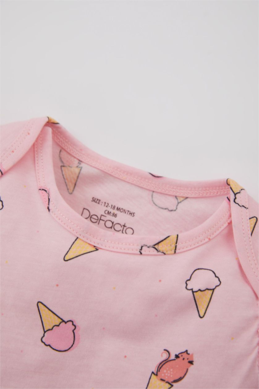 طفلة صغيرة زهري سالوبيت بناتي ممشط بطباعة ممتعة - 3 قطع