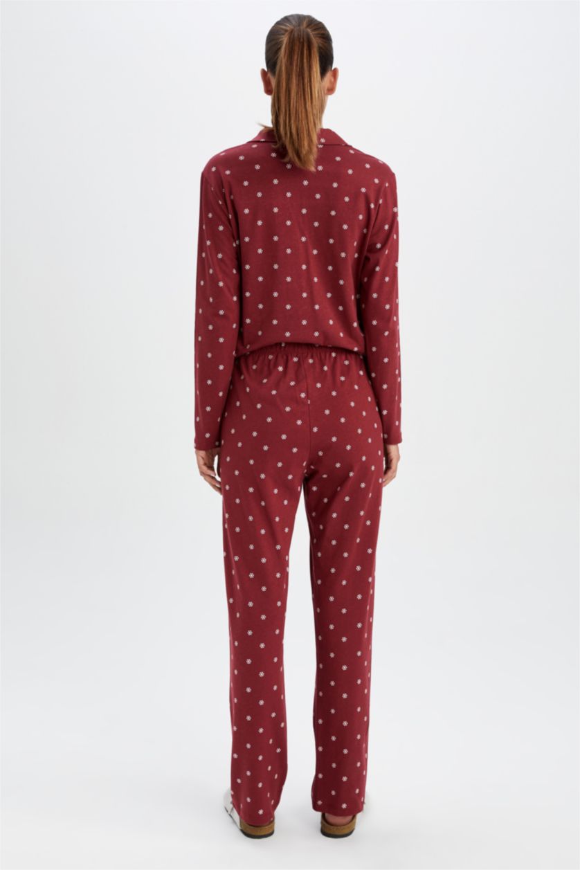 Woman Bordeaux Regular Fit Cotton Knitted Bottoms