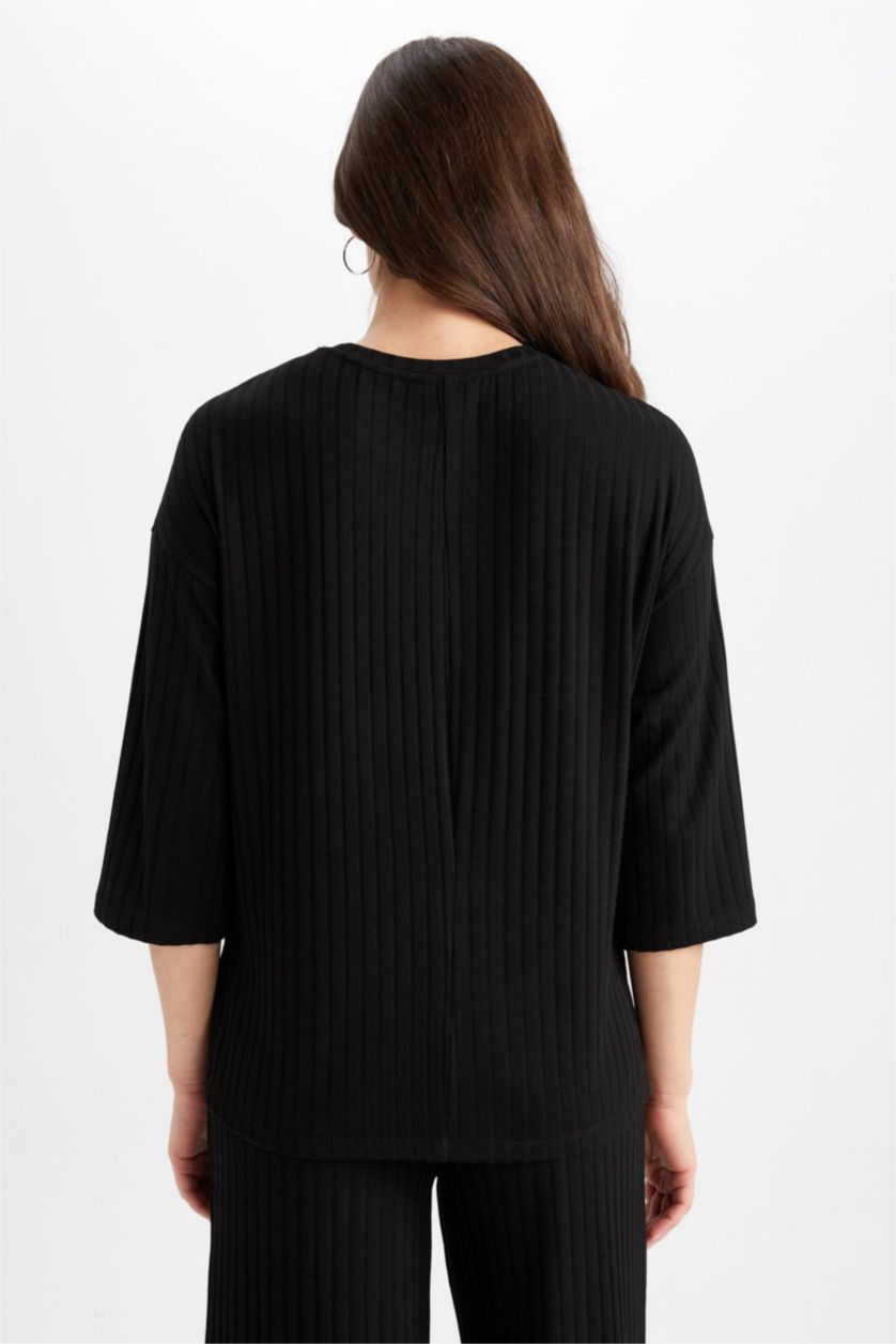 حريمي أسود بلوزة حمل بيزك كم طويل قصة عادية