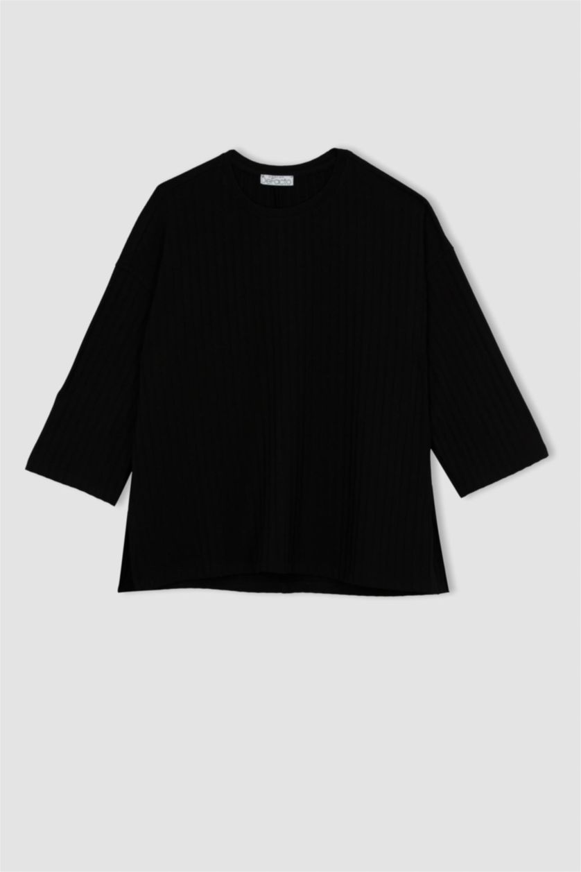 حريمي أسود بلوزة حمل بيزك كم طويل قصة عادية