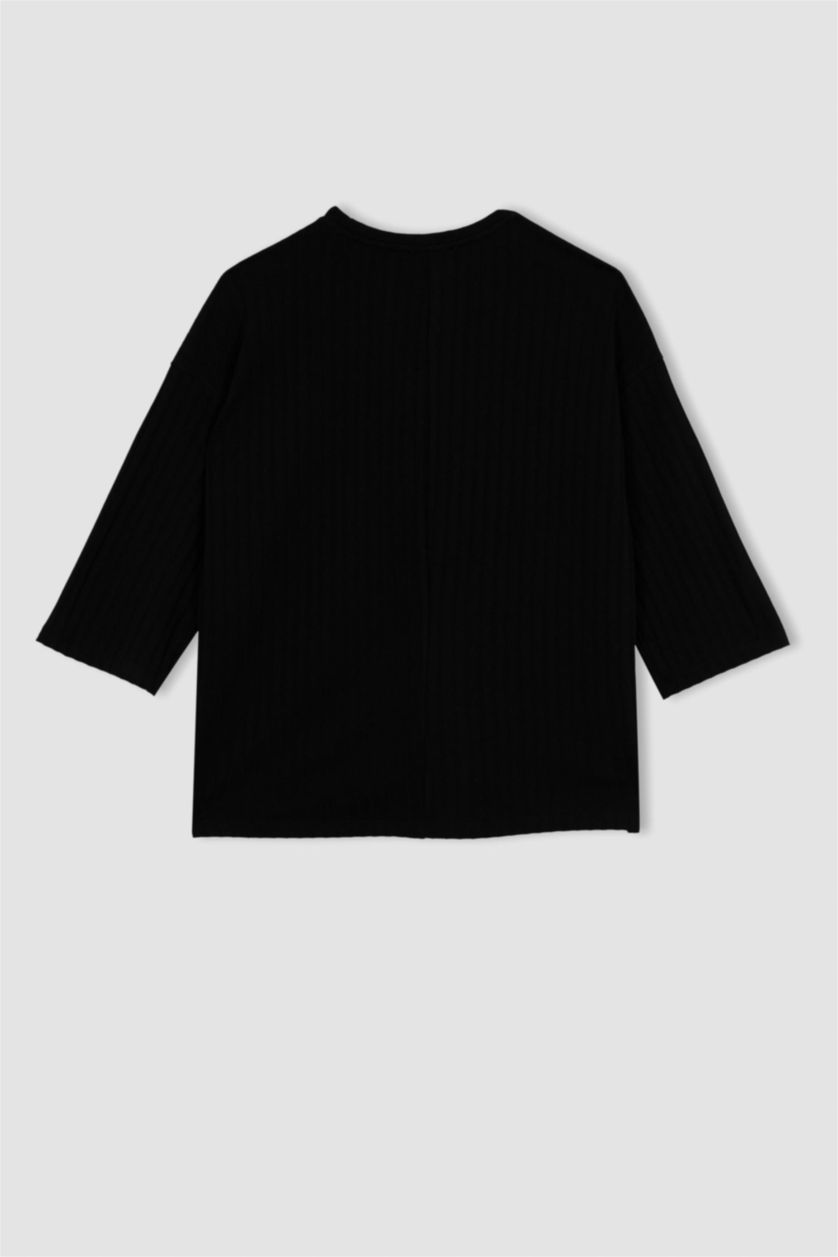 حريمي أسود بلوزة حمل بيزك كم طويل قصة عادية