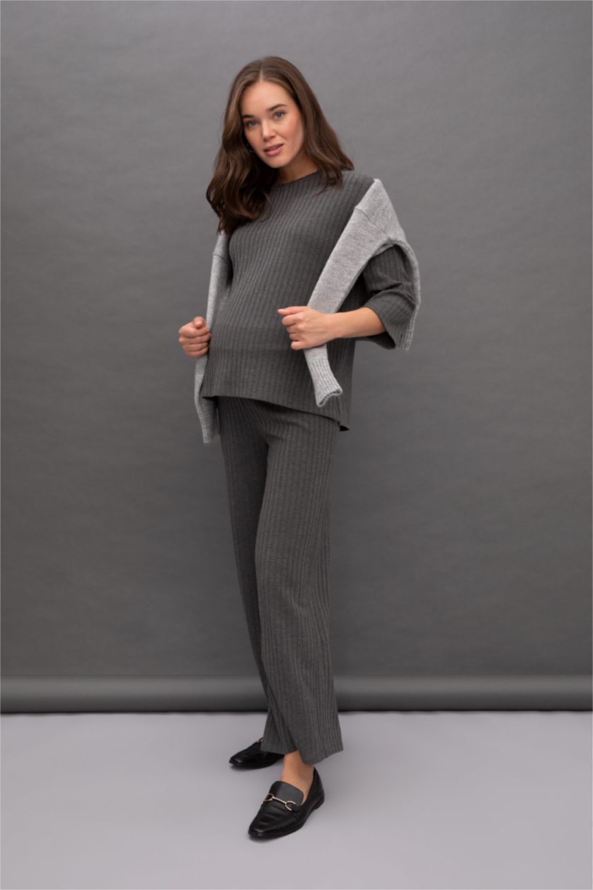 Kadın Gri Melanj Wıde Leg Hamile Altı