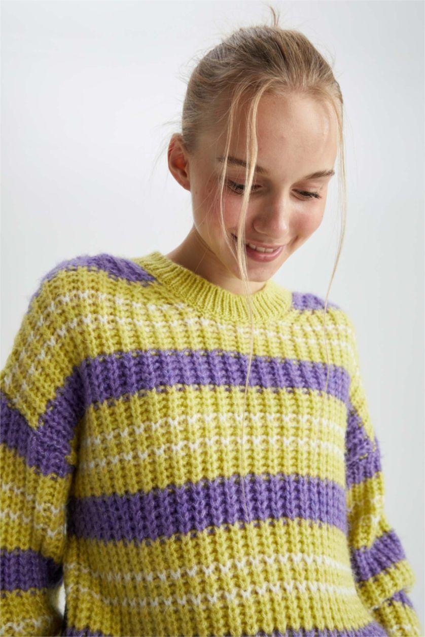 FEMME Vert Clair Pull Tricot Col rond