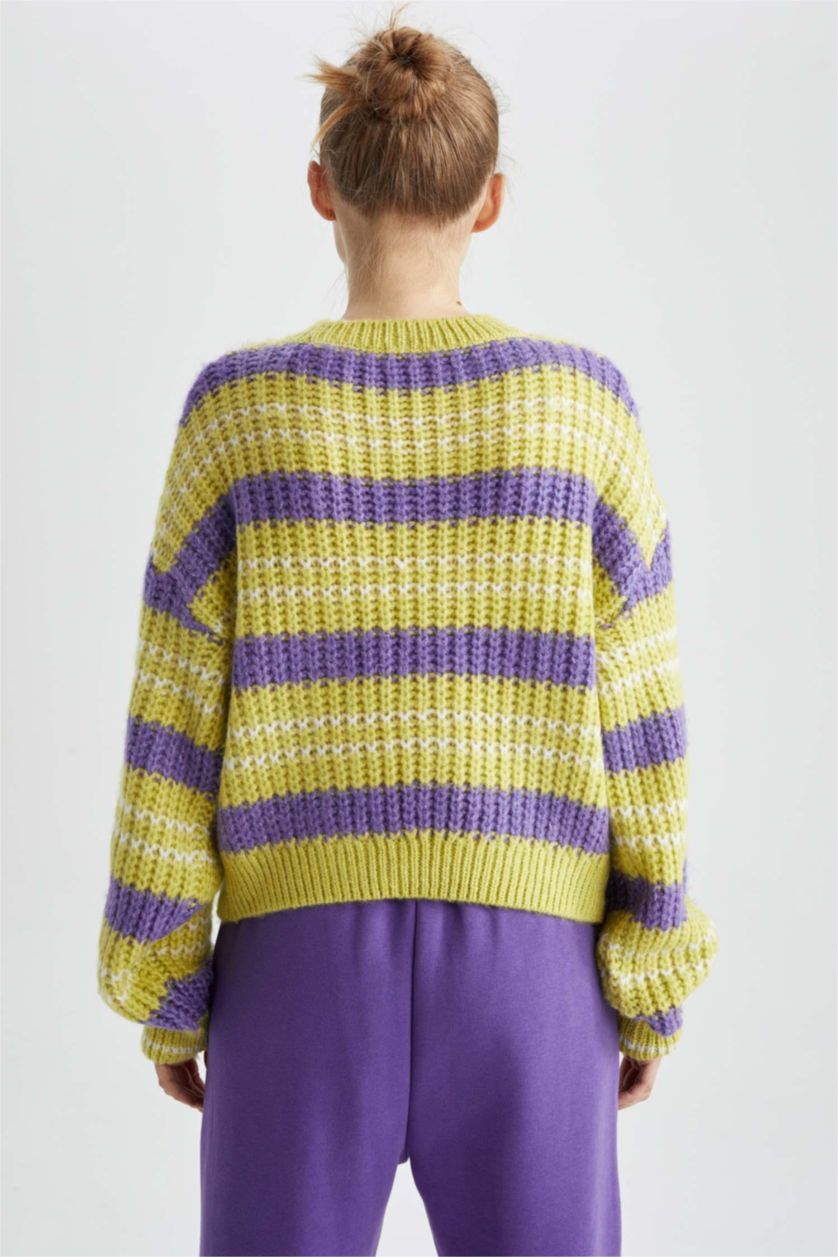 FEMME Vert Clair Pull Tricot Col rond