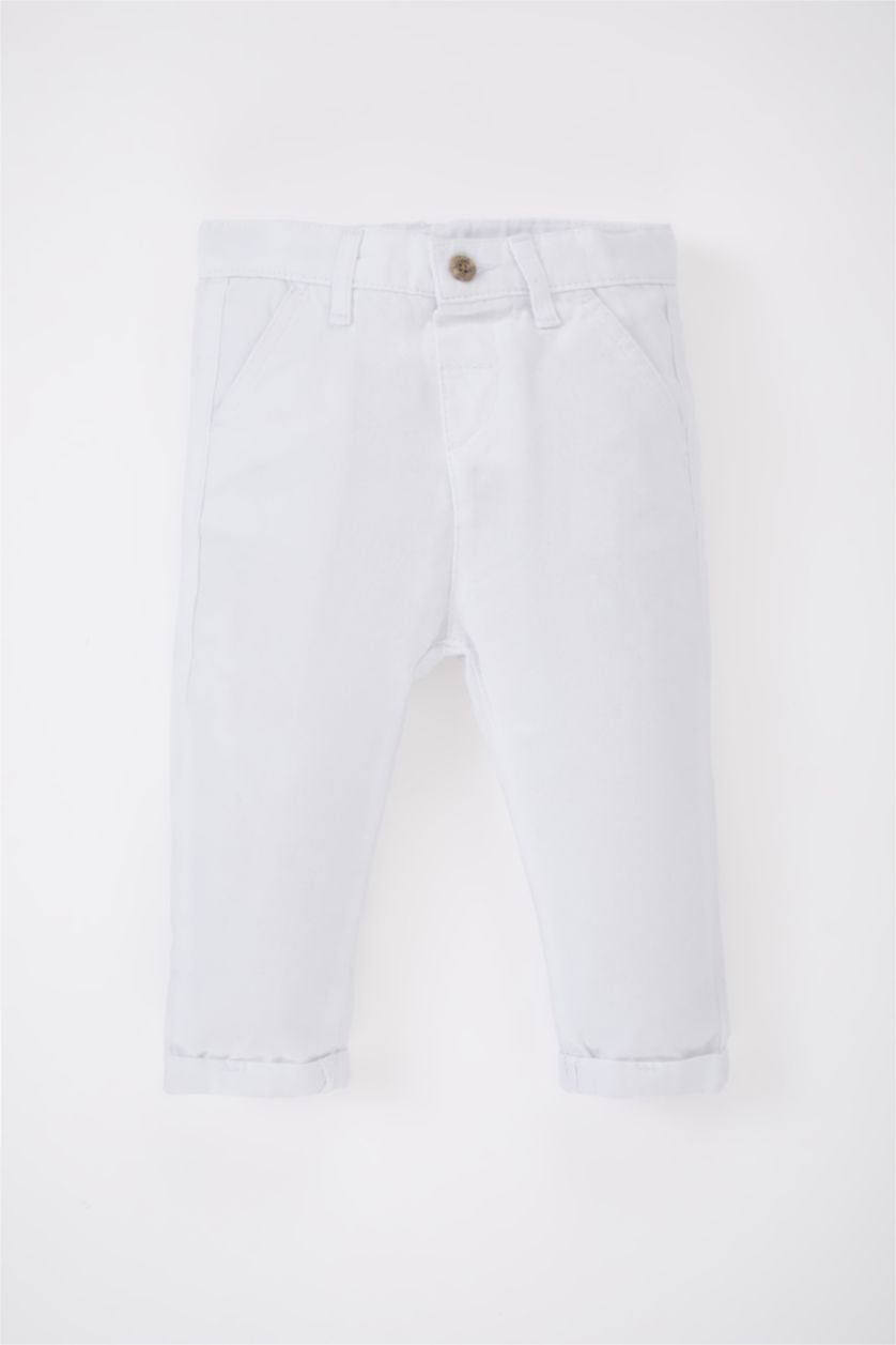 BABY BOY White Baby Boy Regular Fit Basic Gabardine Trousers