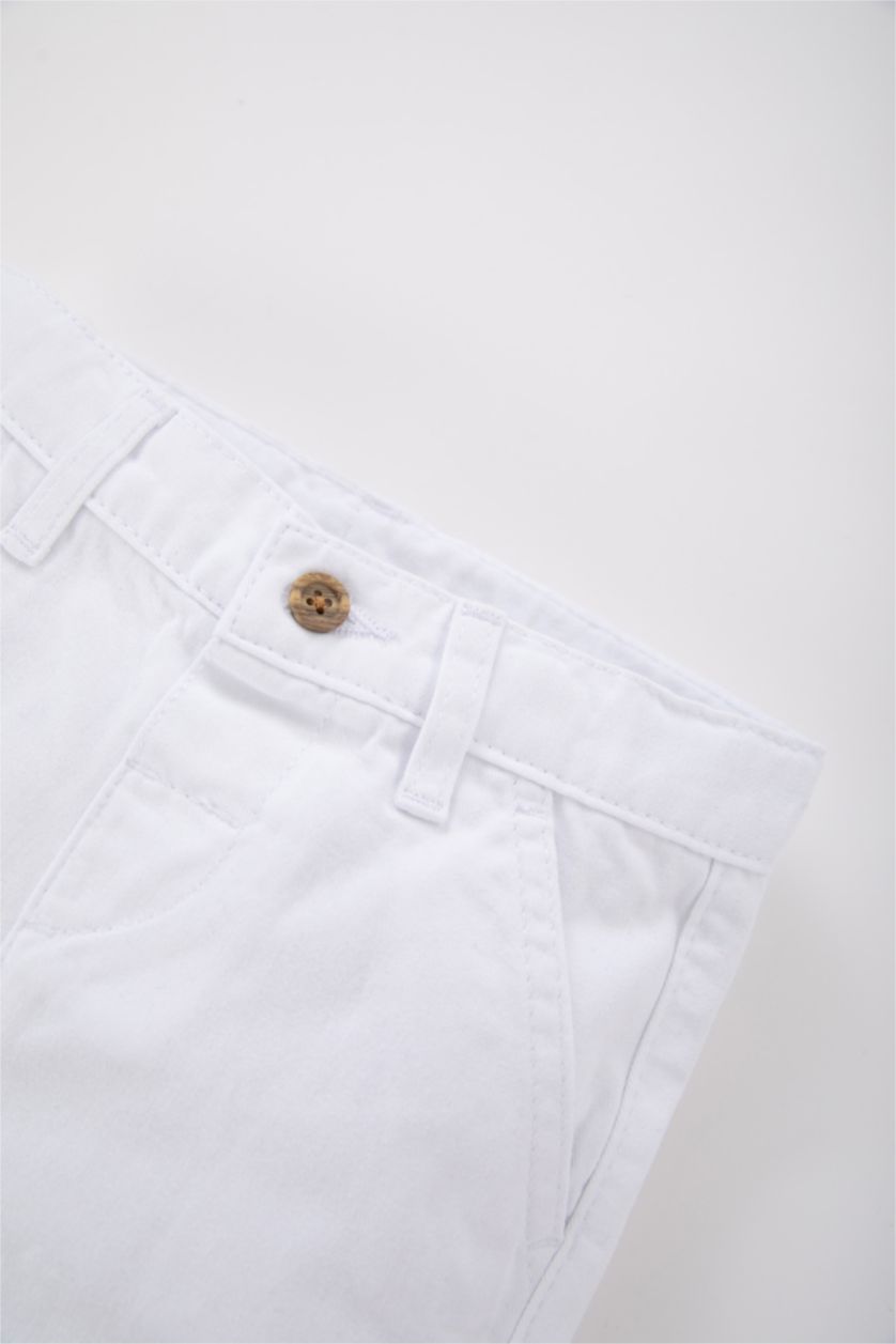 BABY BOY White Baby Boy Regular Fit Basic Gabardine Trousers