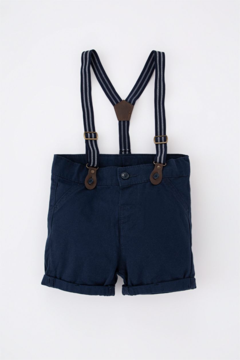BABY BOY Dark Blue Baby Boy Basic Gabardine Shorts Suspended 2-Piece Set