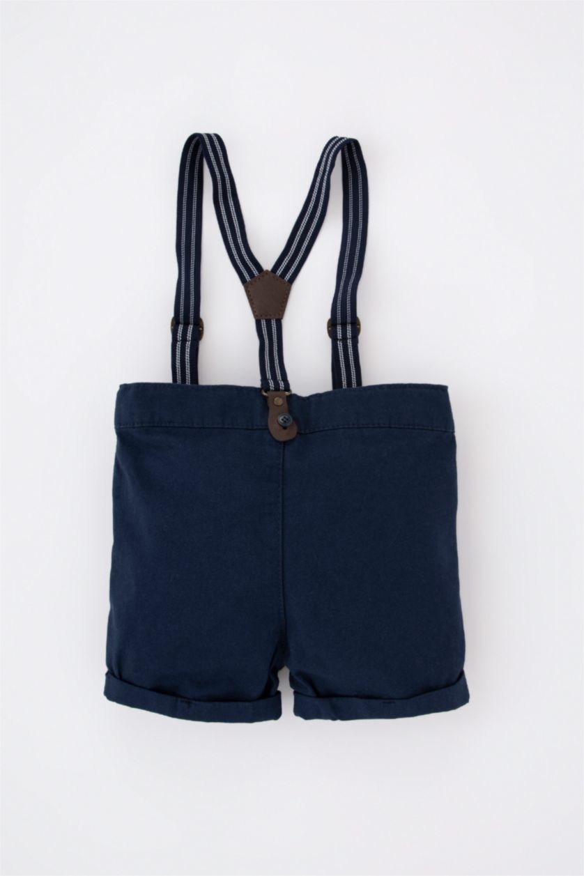BABY BOY Dark Blue Baby Boy Basic Gabardine Shorts Suspended 2-Piece Set
