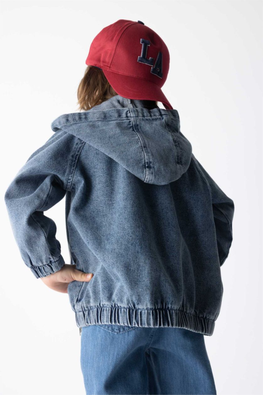 Erkek Bebek Mavi Erkek Bebek Kapüşonlu Jean Mont