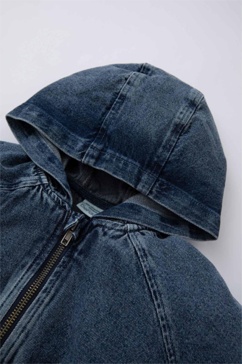 Erkek Bebek Mavi Erkek Bebek Kapüşonlu Jean Mont