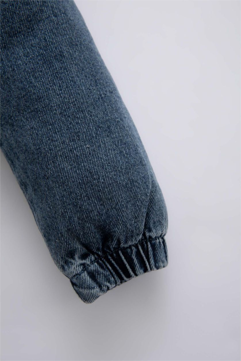 Erkek Bebek Mavi Erkek Bebek Kapüşonlu Jean Mont