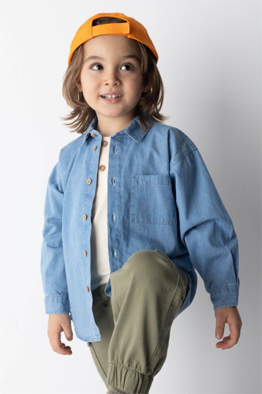 Малыши мальчики Светло-синий Джинсовая рубашка для малышей мальчиков