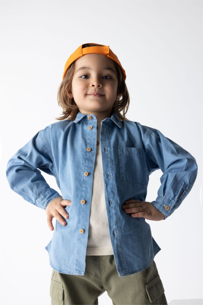 Малыши мальчики Светло-синий Джинсовая рубашка для малышей мальчиков