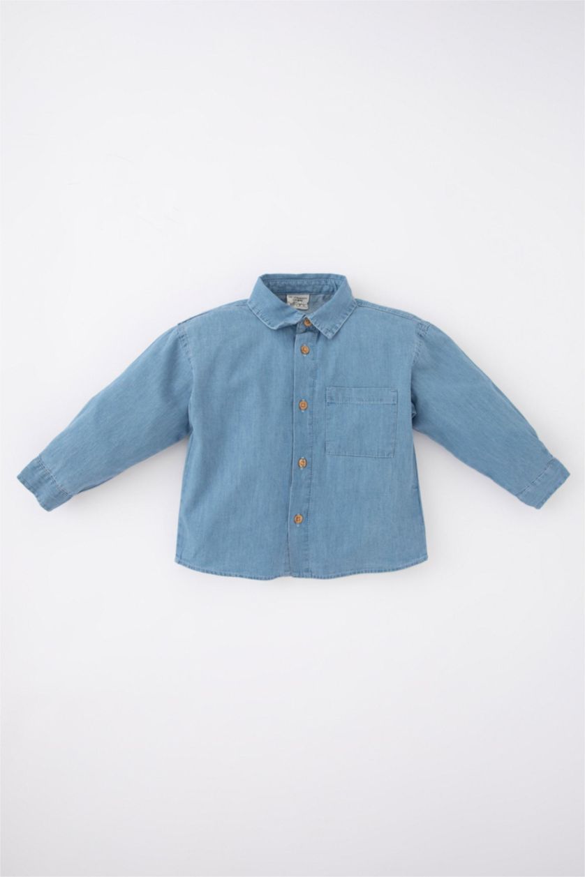 Малыши мальчики Светло-синий Джинсовая рубашка для малышей мальчиков