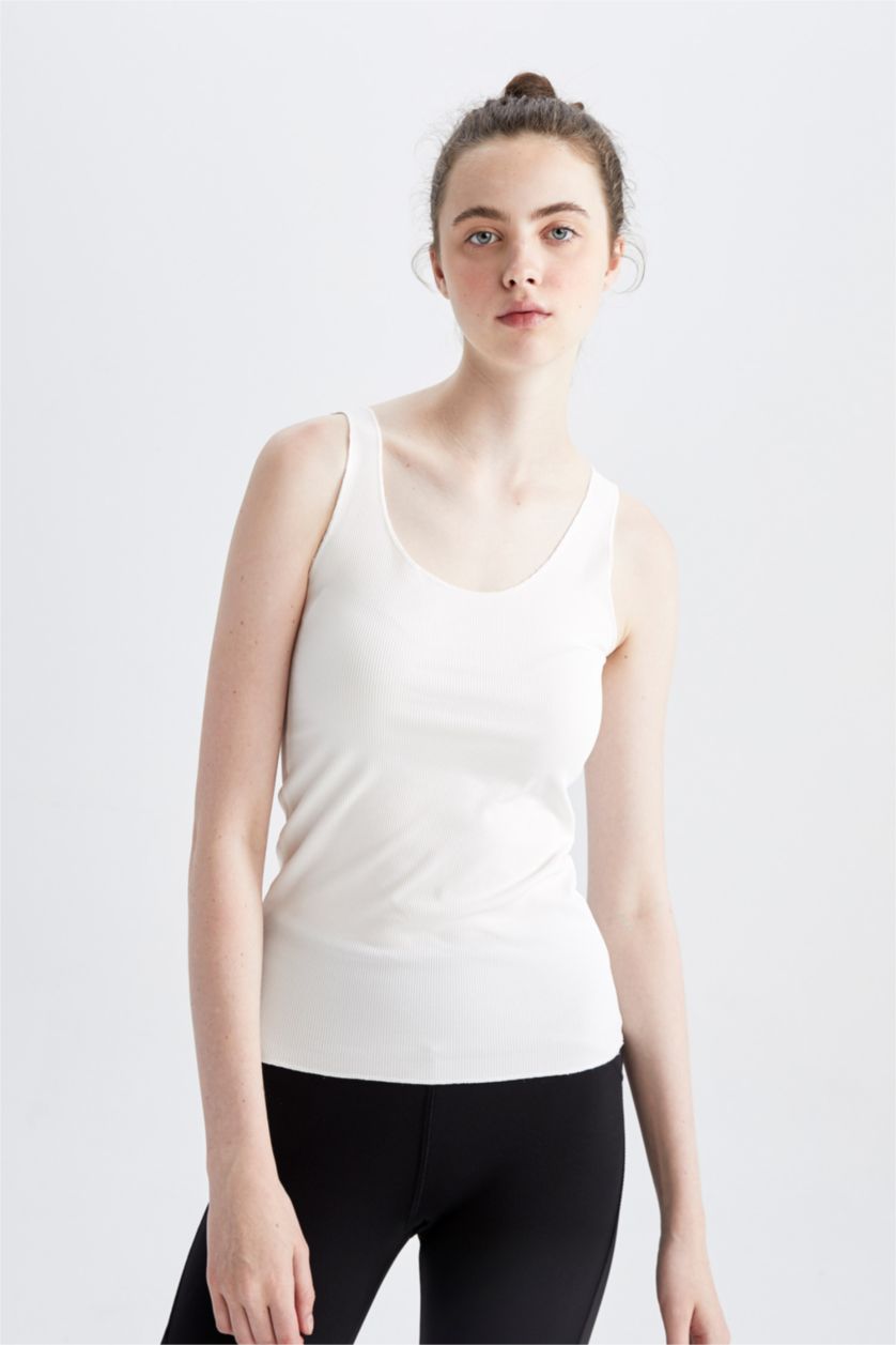 FEMME Blanc Débardeur Coupe slim raccourcie Col rond