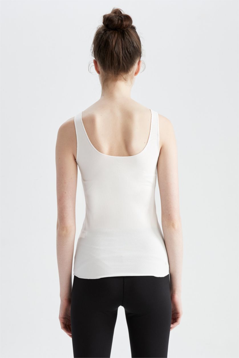 FEMME Blanc Débardeur Coupe slim raccourcie Col rond