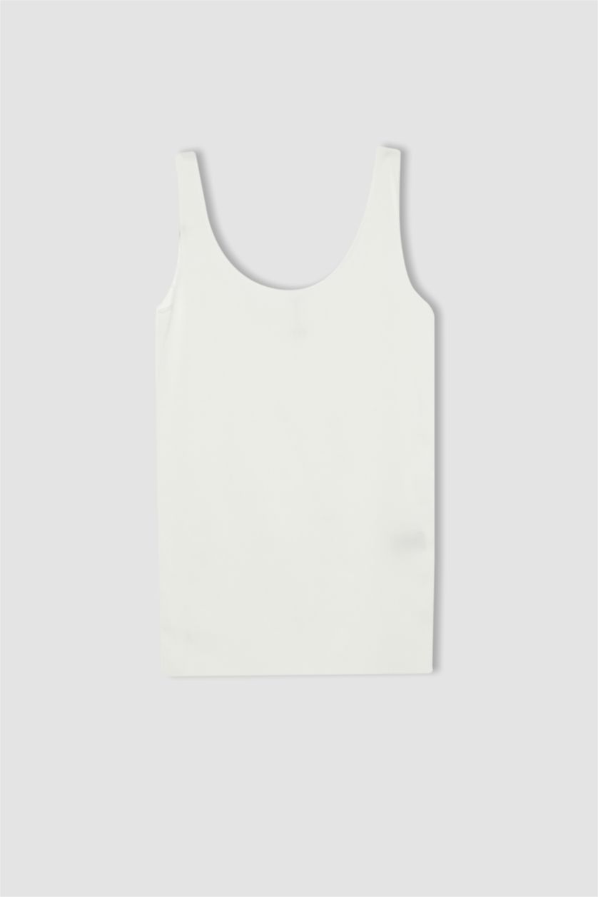 FEMME Blanc Débardeur Coupe slim raccourcie Col rond